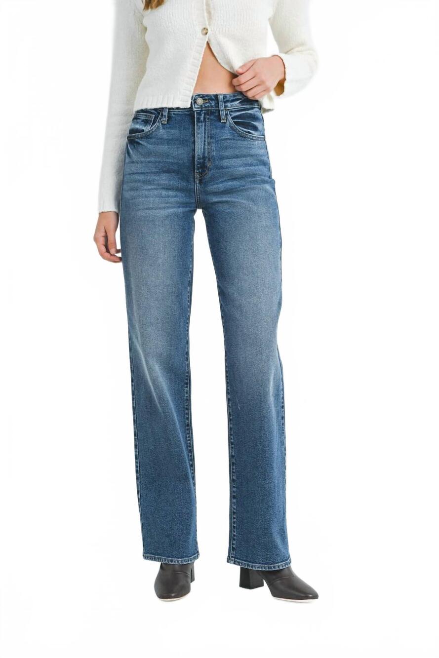 NEW JUST BLACK DENIM longer length straight jeans in blue